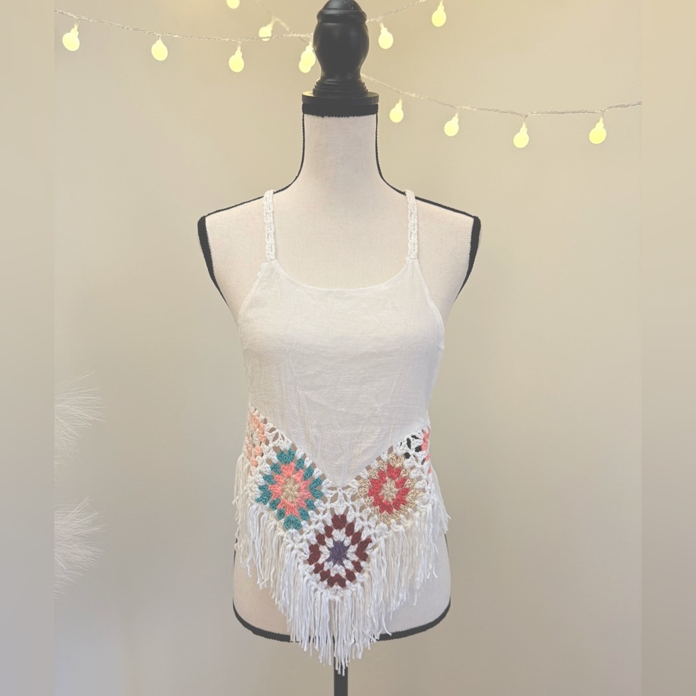 🌾 Crochet Fringe Tank Top